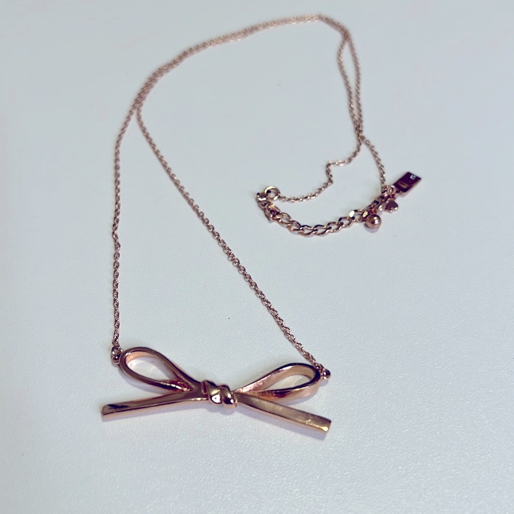 Kate Spade Bow Necklace in Rose Gold